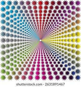Etoiles radiales vibrantes avec un spectre de couleurs