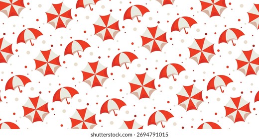 Lluvia vibrante o brillo: Patrón de Vector de paraguas rojo sin costuras
