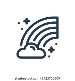 Vibrant Rainbow after Spring Rain Vector Icon Illustration