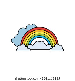 Vibrant Rainbow Arcing Over Fluffy Clouds A whimsical illustration perfect for children's books websites and designs