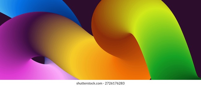 Formas abstratas coloridas com arco-íris vibrantes interligadas suavemente