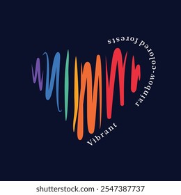 Lebendige regenbogenfarbene Wälder Typografie-Slogan für T-Shirt-Druck, T-Grafik-Design, Vektorgrafik.