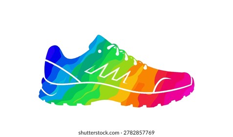 Vibrant rainbow colored sneaker shoe detail