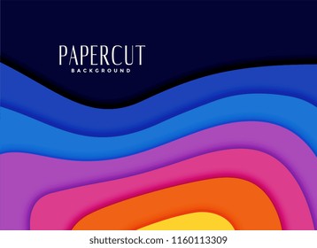 Vibrant Rainbow Colors Papercut Background