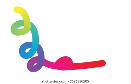 Banda de giro abstrata colorida com arco-íris vibrante ou traço de tinta em um fundo branco
