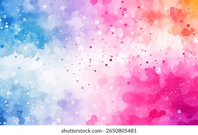 Vibrant rainbow dots blend together in an abstract design with soft gradients of blue, pink, and white. This lively background is ideal for art projects and digital designs, adding a playful touch