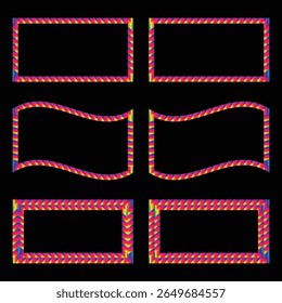 Vibrant Rainbow Empty Frames set for Design Projects.