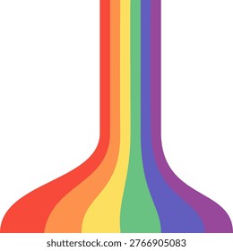 Vibrant Rainbow Flow Illustration, Colorful Straight and Curvy Pride Lines, Dynamic LGBTQA Symbol Design Element Isolated ,