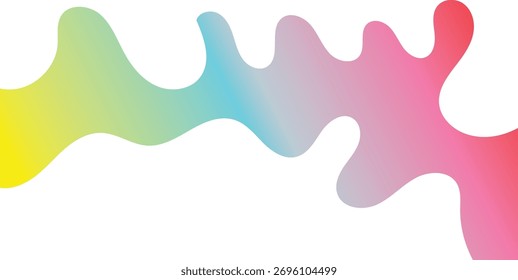 Vibrant Rainbow Gradient Blob Shape Flowing Across White Background abstract