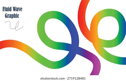 Vibrant Rainbow Gradient Fluid Wave Graphic with Looping Ribbon Design