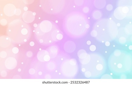 Un vibrante gradiente de arco iris con suaves efectos bokeh, creando un fondo de ensueño y caprichoso. Las suaves transiciones entre los colores pastel lo hacen ideal para diseños de temática fantástica, contenido para niños y