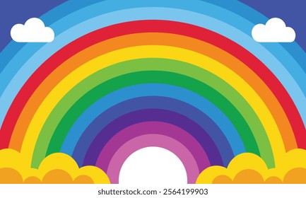 A vibrant rainbow illustration featuring a colorful gradient background, perfect for cheerful and uplifting designs.