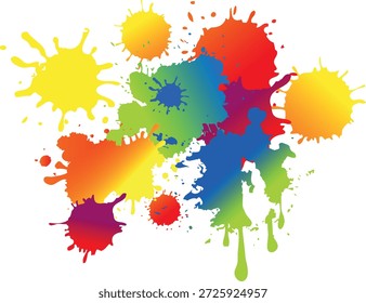 Visualizações vibrantes de tinta em arco-íris e ilustração de vetor de distorção de tinta