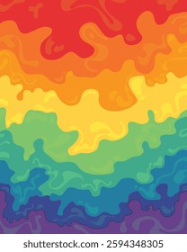 Vibrant rainbow liquid abstract background with smooth gradient waves, perfect for modern, colorful designs.