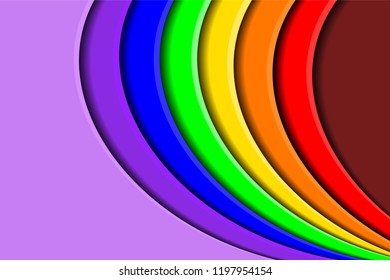 Vibrant Rainbow paper cut background. Abstract modern 3d origami paper art style