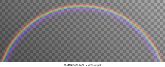A vibrant rainbow in a semi-transparent design, elegantly arching across a gray background. Perfect for adding a splash of color and positivity to any creative project.
