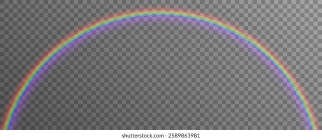 A vibrant rainbow in a semi-transparent design, elegantly arching across a gray background. Perfect for adding a splash of color and positivity to any creative project.
