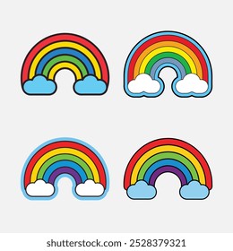 Vibrant Rainbow Sticker With Smooth Curved Bands And Bold Outline