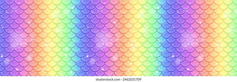 Vibrant, rainbow-colored mermaid scale pattern