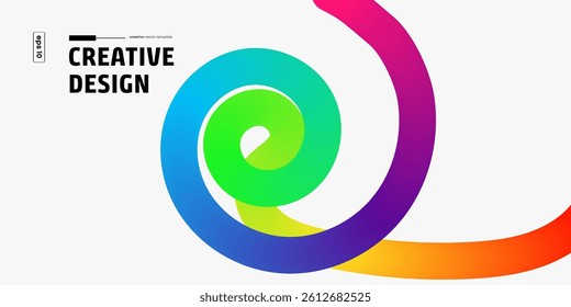 Vibrant rainbowcolored spiral design. Smooth gradient transitions. Modern, abstract art style. Clean, minimalist background.