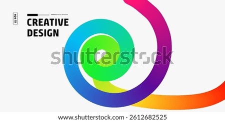 Vibrant rainbowcolored spiral design. Smooth gradient transitions. Modern, abstract art style. Clean, minimalist background.