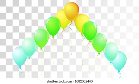 Vibrant Realistic Helium Vector Balloons Falling. Happy Birthday, New Year Party Ornament. Funky Hipster Holidays Decoration, Air Helium Balloons. Celebration, Music Poster, Discount Card Element.