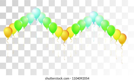 Vibrant Realistic Helium Vector Balloons Falling. Happy Birthday, New Year Party Ornament. Neon Modern Holidays Decoration, Air Helium Balloons. Celebration, Music Poster Discount Card Cool Design