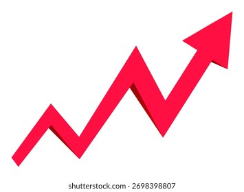 Vibrant red 3d arrow pointing upward, symbolizing growth and success in a modern, dynamic style.