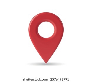 A vibrant red 3D location pin icon with a hollow center, isolated on a white background