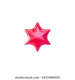 Vibrant red 3D star icon with a glossy finish, floating elegantly against a white background in a high-quality vector illustration, perfect for rating or achievement concepts.