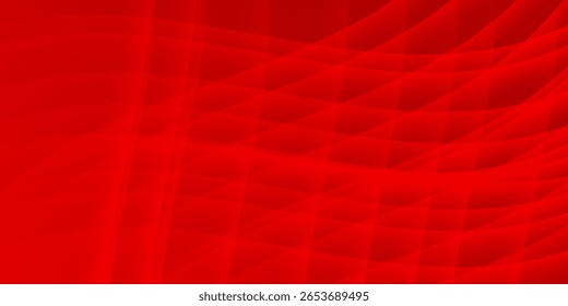 Vibrant red abstract background with dynamic geometric wave patterns and layered transparency effects, perfect for modern design and digital themes