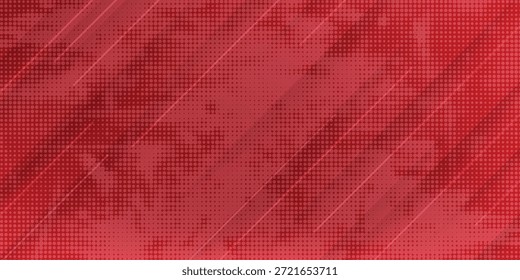 Fondo Abstractas Rojo Vibrante Con Puntos De Medio Tono, Líneas Diagonales Y Textura Moderna