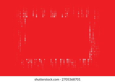 Fondo Abstractas rojo vibrante con marco de punto hexagonal digital moderno, diseño de borde pixelado para Tecnología y conceptos gráficos