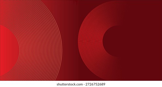Fundo abstrato vermelho vibrante com um gradiente suave e intrincados padrões geométricos de linha circular, criando um design digital moderno e dinâmico