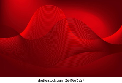 Vibrant Red Abstract Lines Digital Flowing Wave Background