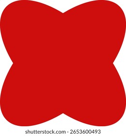 Vibrant Red Abstract Rounded Cross Shape Isolated on White Background