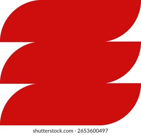 Vibrant Red Abstract Shapes: Three Stacked Organic Elements on White
