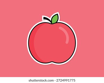 Vibrant Red Apple Flat Design Aufkleber