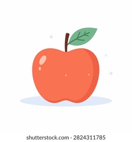 A vibrant red apple with a green leaf, showcasing freshness and natural appeal, isolated on a clean white background.
