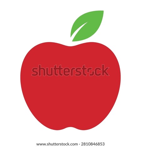 A vibrant red apple with a single green leaf on a crisp white background, symbolizing health and freshness