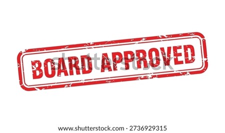 A vibrant red 'approved' stamp, with a worn texture, is prominently displayed against a clean white backdrop, signifying formal acceptance or validation.