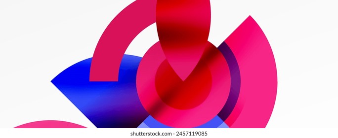 A vibrant red arrow points towards a mesmerizing blue circle, set against a crisp white background. The colorfulness, symmetry, and pattern create a visually striking piece of art