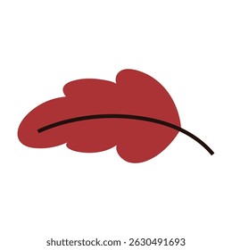 Vibrant red autumn falling leaf, simple illustration of natural foliage