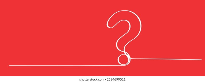 Vibrant Red Backdrop with White Line Question Mark