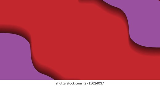 Ein lebendiger roter Hintergrund zeichnet sich durch abstrakte, wellenförmige violette Formen mit subtilen Schatten an den Ecken aus, die einen modernen, geschichteten und dynamischen visuellen Effekt erzeugen.