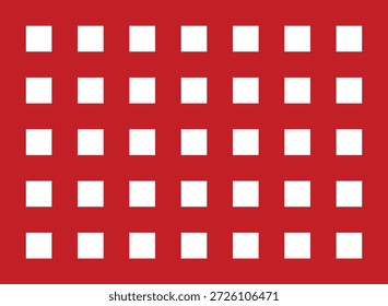 Fondo rojo vibrante con patrón cuadrado blanco