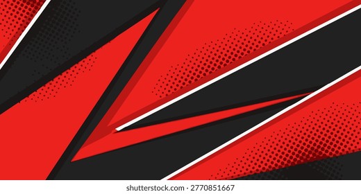Vibrant red and black abstract background with sharp geometric shapes and white lines