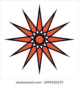 A vibrant red and black star placed prominently on a crisp white background creates a striking visual contrast that captures attention