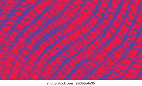 Vibrant red and blue abstract pattern with diagonal textured stripes and swirling shapes