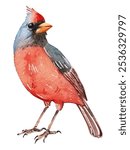 vibrant red and blue cardinal bird. Perfect for nature-themed designs, greeting cards, or home decor. Captures the detailed beauty and charm of this iconic bird.